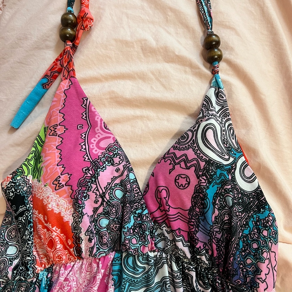 y2k Colorful Halter Dress - Picture 2 of 3